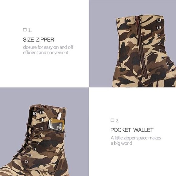 CINAK Military Combat Booties for Women- Comfort Outdoor Waterproof Zipper Marti - Picture 5 of 8